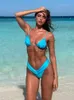 Women Swimwear Zrtak Jakość 2023 Seksowne bikini kobiety pokrywają brzuch Elegancki kostium kąpielowy żeński garnitury Drukuj solidny zestaw wysokich cięć J230603