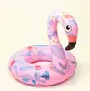 Nytt tecknad tryck Flamingo Swim Rings Water Sports Toys Uppblåsbara flottörer Beach Water Paty Toy Colorful Flatable Floating Animal Raft