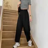 Capris Lucifer Fashion Loose Wide Leg Casual Elastic High Midist Set For Women's Street Apparel Retro Solid Back Palace Pants P230602