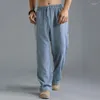 Pantalons pour hommes été coton lin lâche cordon Yoga pantalon hommes décontracté poche jambe large Sport mâle grande taille S-5XL