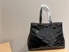Designer's light luxury patent leather women's solid color cute large capacity Tote bag classic everything clean simple commuting bag