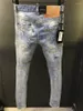 Jeans pour hommes décontracté à la mode MotoBiker haute rue Denim tissu pantalon mode trou peinture en aérosol A212