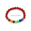 Perlé 8Mm Naturel Arc-En-7 Chakra Perles Bracelet Lava Violet Vert Strand Stretch Yoga Bijoux Tiger Eye Pierre Bracelets Drop Deliv Dh370