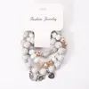 Strand Bohême Éléphant Perlé Bracelet Ensemble Pour Femmes Aile Coeur Charme Marbre Pierre Perles Chaîne Bracelet Dames De Mode Bijoux