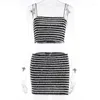 Work Dresses Casual Striped Bodycon Dress Set Summer Sleeveless Crop Cami Tops Mini Skirt Two Piece Matching Sets Women Beach Holiday