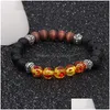 Charm Bracelets New Chakras 8Mm Fire Amber Black Lava Stone Bracelet Diy Aromaterapia Aceite Esencial Difusor Joyería Drop Delivery Dhuzb