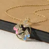 Cristal Papillon Rond Pendentif Collier Animal Charme Ras Du Cou Pour Les Adolescentes Tendance Bijoux Cadeaux