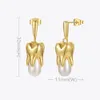 2024 Dangle Chandelier ENFASHION Trendy Teeth Pearl Drop Earrings For Women Gold Color Earings Fashion Jewelry Wedding Pendientes