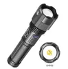 Torcia portatile Torcia tattica ricaricabile Luce alta lumen Lampada a LED XHP50 zoomabile Torce tattiche più potenti Alkingline