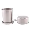 3 sizes Outdoor camping kitchen Stainless Steel Portable Travel Foldable Collapsible Cup 75ML picnic Folding Cup Hiking Mug With Keychain Alkingline