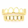 Hip Hop Dental Teeth Grillz hollowed out Men Women Gold Grills Teeth Set Fashion Jewelry High Quality Eight 8 Top Tooth Six 6 Bottom Grills 1251