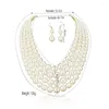 Collier boucles d'oreilles ensemble couches Imitation perle colliers ensembles pour femmes à la main chaîne perlée mode bijoux breloque accessoires