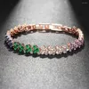 Bangle Honghong Lovely Bright Multicolored Small Circle 3A Zircon Bracelet Women'S Sweet High-Quality Accessories Celebrity Style