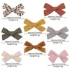 Accessoires de cheveux coton imprimé léopard pinces à nœud papillon pour filles mignonnes arcs à carreaux épingles à cheveux chapeaux enfants en gros