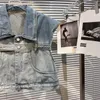 Kadın Ceketleri 2023 Yaz Moda Sokağı Giyim Kolsuz Ceket Üst Kızlar Kadınlar Arka İçi Boş Yıkama Kademeli Omuz Pedi Kot Yeleme
