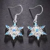 Charm New Fashion Elegant Blue Rhinestone Snowflake Drop Earrings for Women Jewelry Gifts Statement R230603