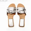 TRAF Summer Silver Flats Sandals For Women Casual Beach Sandal Female Leather Flip-flops Sexy Denim Slippers Squared Toe Flats L230518