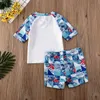 T-shirt et maillot de bain à manches courtes imprimés d'été pour tout-petits garçons 2 pièces pour enfants 1-5Y P230602