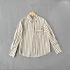 Women's Blouses 2023 Navy Style Vertical Striped Shirt Patch Pocket Shirts Women Tops