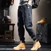 Men's Pants Men's Cargo Trousers Work Elastic Waist Multi Pocket Straight Leg Plain Cotton Blend Simple Casual