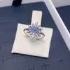 Blue Crystal Diamond Snowflake Ringen voor Pandora 925 Sterling Silver Wedding Party Ring Set designer Sieraden Voor Vrouwen Vriendin Gift Luxe ring met Originele Doos