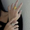 Cluster Rings Two-Tone Gold Ring Jewelry For Man Fashion Accessories 925 Sterling Silver Hoop Luxury Woman Decorations Girl Fine