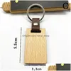 Key Rings Simple Style Wooden Keychain Men Personalise Diy Blank Mti Shaped Pendant Leather Kay Chain Handmade Jewelry Gifts Drop Del Dhha8