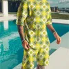 Tute Summer Trend Colorful Painting Pattern Girocollo da uomo Casual T-shirt da spiaggia Pantaloncini Set da 2 pezzi Grandi tracce traspiranti P230603