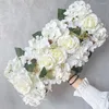 Decorative Flowers 50/52CM DIY Wedding Flower Wall Arrangement Supplies Silk Peonies Rose Artificial Floral Row Decor Marriage Iron Arch