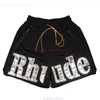Designer Short Fashion Casual Clothing Beach shorts Rhude Mesh Patchwork Embroidered Letters Mens Summer Breathable Basketball Multi Pocket Popular Shorts 895