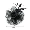 Bérets Perles Décor Dot Imprimer Métal Clip Fascinator Chapeau Maille Fleur Plume Parti Chapeaux Cheveux Accessoires