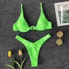 Maillots de bain pour femmes Sexy Underwire Bikini Set 2023 Femmes Solide Léopard Push Up Micro Maillot De Bain Été Néon Vert Maillot De Bain String Maillots De Bain Biquini J230603