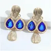 Dangle Lustre Long Or Métal Colorf Cristal Boucles D'oreilles Pour Les Femmes De Haute Qualité Strass Bijoux Accessoires Brincos Delive Dh4No