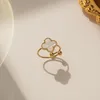 클래식 4 Four Leaf Clover Ring Diamond Butterfly Ring Gold Goldy Wedding Open Bewelry Heart ring Valentines Mothers Day 선물