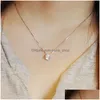 Hänghalsband 925 Sterling Sier Womens Fashion Jewelry High Quality Simple Crystal Zircon Six Prong Necklace Längd 45 cm Drop de DH9QF