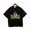 Summer Rh Designers Mens Rhude T Shirts For Mens Tops Letter Polos Shirt Embroidery Womens Tshirts Clothing Short Sleeved Large Plus Size Tees3