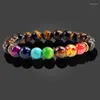 Strand 7 Chakra Armband Men Black Lava Healing Balance Pärlor Reiki Buddha Prayer Natural Stone Yoga For Women 2023 St