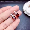 Stud Earrings Natural Real Garnet Earring And 925 Sterling Silver