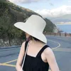 Wide Brim Hats Summer Hepburn Style Retro Design Women's Black Beach Holiday Big Sun Hat G230603