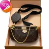 Designer Sacs Vieille Fleur Marron Trois En Un Sac À Bandoulière Sept Couleurs Sangle Embrayage Combo En Relief Mode Luxe MULTI POCHETTE Womens MessengeH