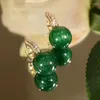 Hoop Earrings Gold Color Droplets Style CZ Paved White Green Ball For Women Classic Ear Jewelry Wholesale