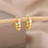 Brincos redondos de zircônia para mulheres em aço inoxidável ouro colorido geométrico água diamante joias presentes de casamento G230602