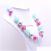 Perlenketten Beautif Color Design Kid Chunky Halskette Mode Pinkaddsier Bubblegum Bead Kinder Schmuck für Kleinkind Mädchen Drop Dhrcu