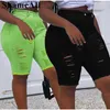 Damen-Shorts, sexy zerrissene Röhrenjeans-Shorts, fluoreszierende, zerstörte Löcher, Stretch-Leggings, kurze Hosen, Denim-Bermudas, Baggy, zerrissene Jeggings, T230603