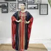 Etnische Kleding Abaya Dubai Streep Afdrukken Moslim Jurk Lady Party Europese Kleding Amerikaanse Afrikaanse Ontwerp Losse Gewaad