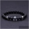 Beaded New Roman Hjälmarmband Men Boy Black Lava Rock Stone Energy Armband Jewelry Christmas Gift Drop Delivery Dhu0T