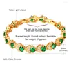 Pulseiras com elos Correntes Pro Para Mulheres Cristal Ouro Cor Zircônia Cúbica Verde Charme Bangles Joias Por Atacado H222