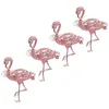 Yemek takımı setleri 4pcs zarif parlak peçete yüzüğü benzersiz flamingo tasarım tutucu Hawaii parti dekor