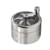 Smoking Pipes 63mm 4-layer hand-operated zinc cigarette grinder, zinc alloy with handle grinder, directly supplied