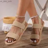 Dames Mode Zomer Strand Linnen Flats Sandalen Elegante Elastische band Slingback Slides Outdoor Eenvoudige Comfortabele stretch Mooie Schoenen L230518